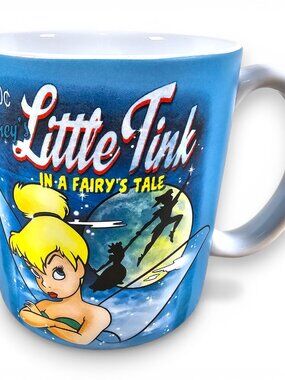 Disney Store Tinker Bell Mug Bell Comics Comic Little Tink Coffee Tea Blue 4"